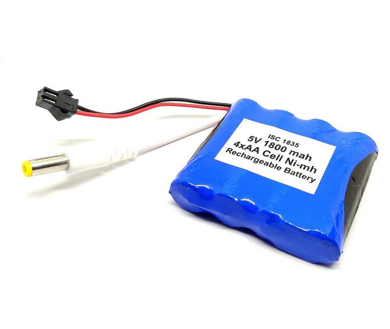 INVENTO 5V 1800 Mah Polymer Ni-Mh Rechargeable 4 Aa Cell Battery Pack with 5. 5Mm Dc Jack Adaptor Port for Uno Toy Car Diy Project - Image 1