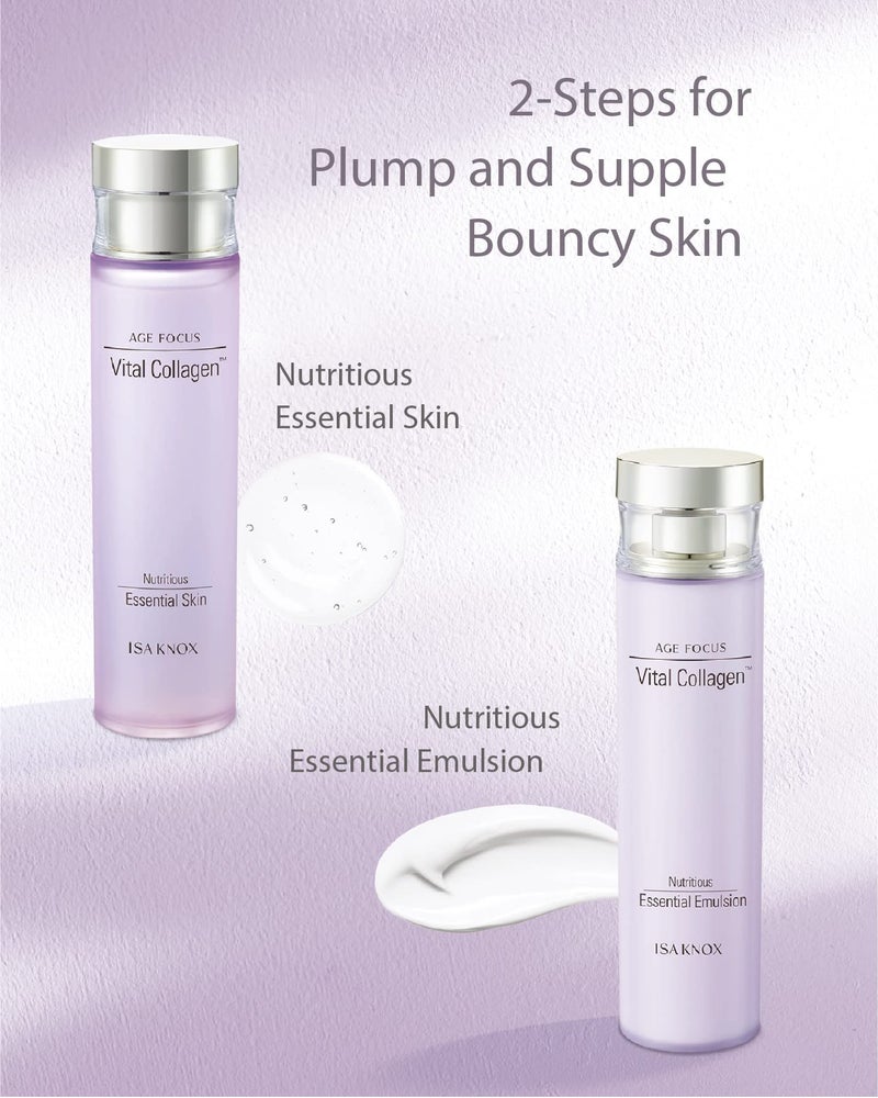 ISA KNOX AGE FOCUS VITAL COLLAGEN SKINCARE GIFT SET (370ml / 12.51 Fl Oz) - Korean Luxury Premium High-end Skin Toner, Emulsion Lotion, Cream by LG BEAUTY. Hydrolyzed Collagen, - Image 5