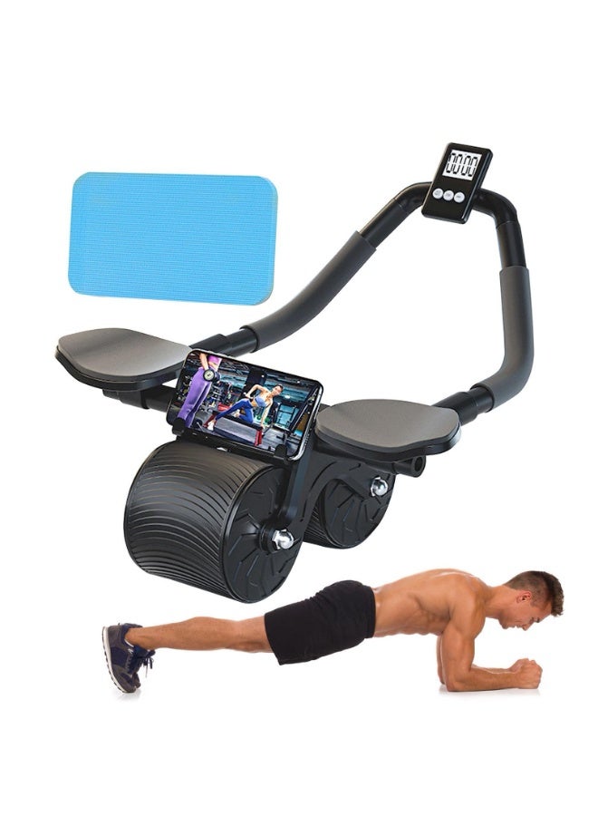 LEFAFA Automatic Rebound Abdominal Wheel, Ab Roller Wheel With Elbow Support and Timer, Home Abdominal Muscle Training Core Strength Training Equipment, Applicable to Men and Women(Free EVA kneeling pad) - Image 1