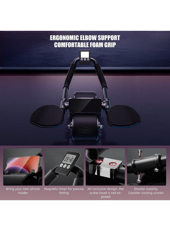 LEFAFA Automatic Rebound Abdominal Wheel, Ab Roller Wheel With Elbow Support and Timer, Home Abdominal Muscle Training Core Strength Training Equipment, Applicable to Men and Women(Free EVA kneeling pad) - Image 5