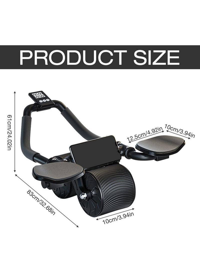 LEFAFA Automatic Rebound Abdominal Wheel, Ab Roller Wheel With Elbow Support and Timer, Home Abdominal Muscle Training Core Strength Training Equipment, Applicable to Men and Women(Free EVA kneeling pad) - Image 2