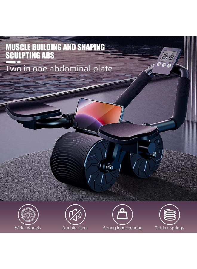 LEFAFA Automatic Rebound Abdominal Wheel, Ab Roller Wheel With Elbow Support and Timer, Home Abdominal Muscle Training Core Strength Training Equipment, Applicable to Men and Women(Free EVA kneeling pad) - Image 4