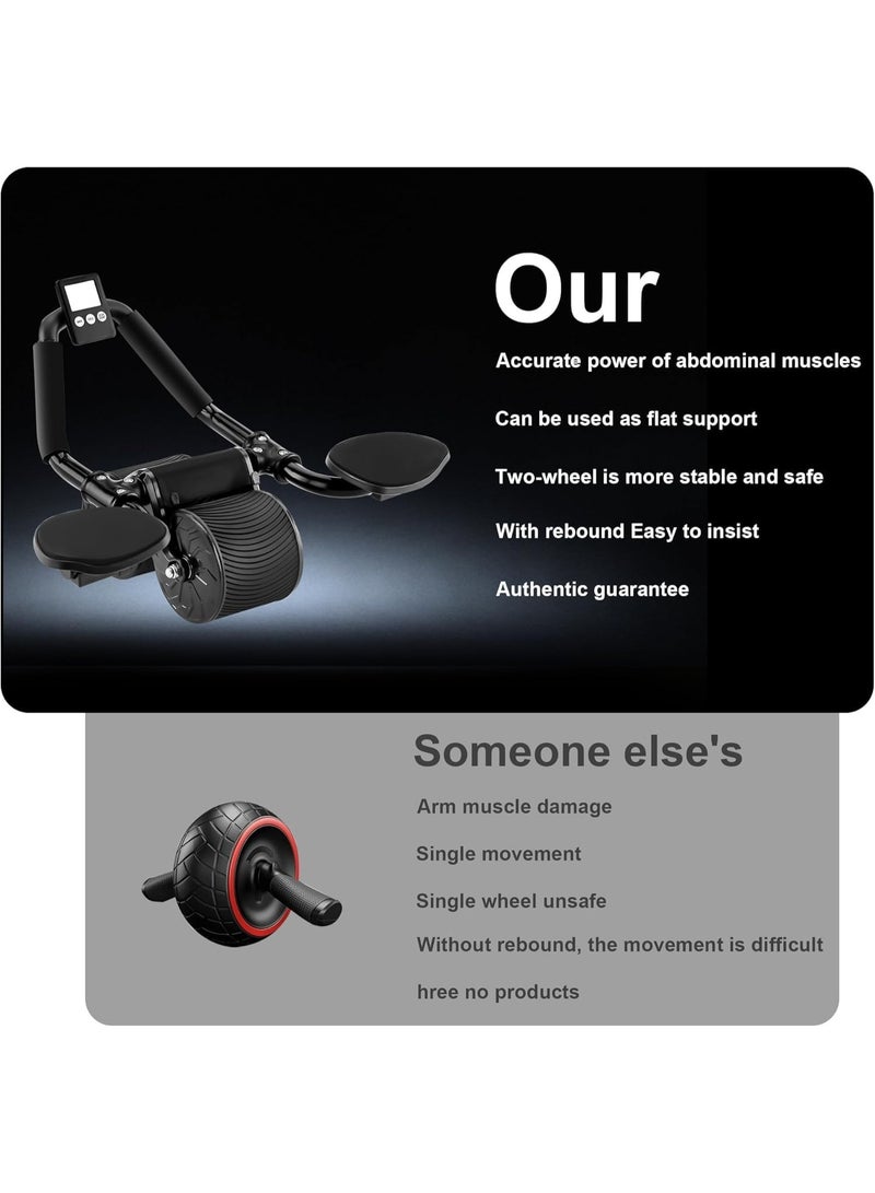 LEFAFA Automatic Rebound Abdominal Wheel, Ab Roller Wheel With Elbow Support and Timer, Home Abdominal Muscle Training Core Strength Training Equipment, Applicable to Men and Women(Free EVA kneeling pad) - Image 3