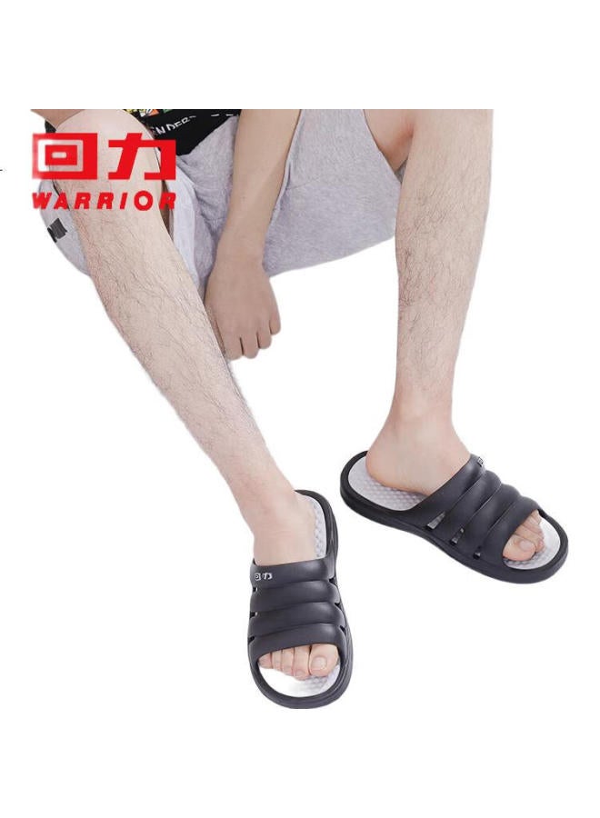 Pull Back Warrior Simple And Versatile Four Seasons Slippers For Men And Women, Couples Indoor Fashion Casual Bathroom Shower Anti-Slip Wear-Resistant One-Piece Slippers Hl0971 Black Size 40 Men'S Slippers - Image 2