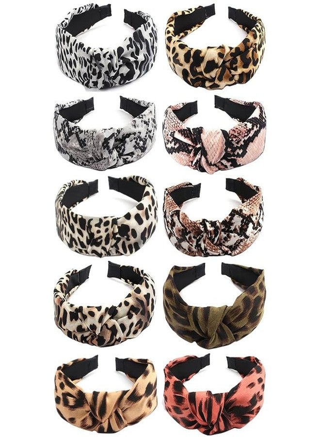 CHIROGRAPHY 5 PCS Knotted Headbands for Women|Leopard Print Womens Headbands Fashion Headbands Non Slip Cheetah Headbands Top Knot Headbands Cute Turban Headbands for Women Girls - Image 1