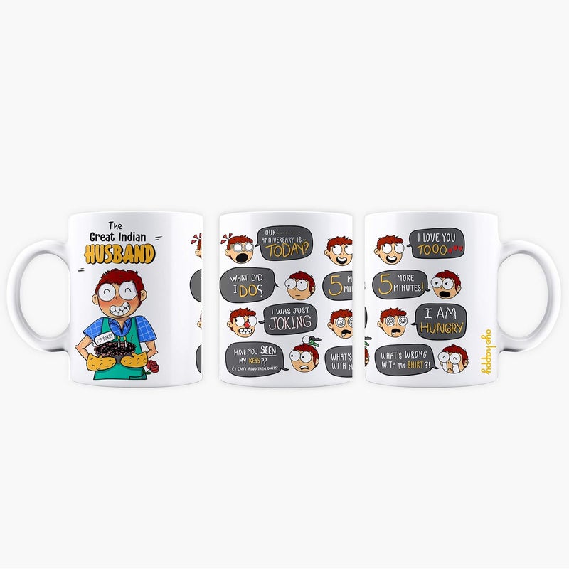 Oye Happy - Great Indian Husband Mug - Romantic Gift for Hubby/Husband on Valentine's Day/Birthday/Anniversary (Ceramic) (Microwavable) (330 ml) - Image 1