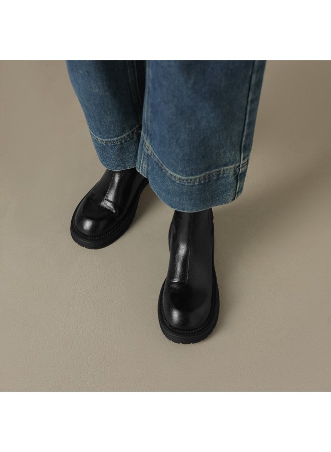 AME Academy Style Casual Ankle Boots Women 2025 Autumn Winter New Patchwork Elastic Ankle Boots Round Toe Women Boots - Image 4