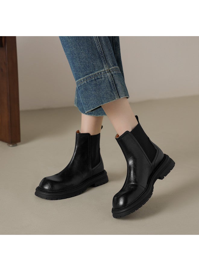 AME Academy Style Casual Ankle Boots Women 2025 Autumn Winter New Patchwork Elastic Ankle Boots Round Toe Women Boots - Image 2