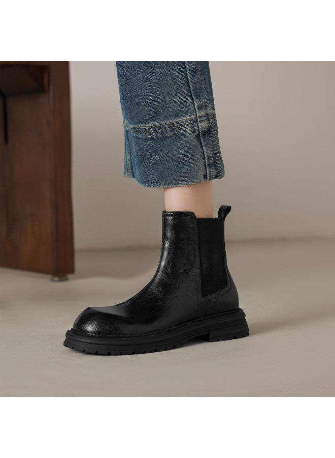 AME Academy Style Casual Ankle Boots Women 2025 Autumn Winter New Patchwork Elastic Ankle Boots Round Toe Women Boots - Image 3