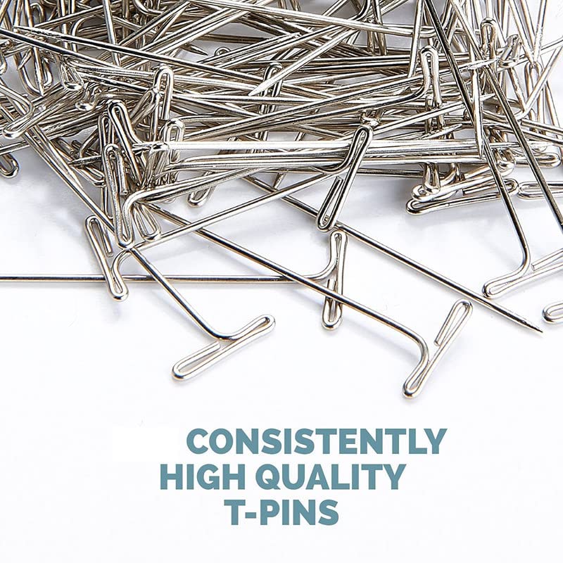 DIY Crafts 200 Pcs, Nickel Silver, As Image Strong Stainless Steel T-Pins for Blocking, Knitting & Sewing | Choice Units, 1.5 Inch - Pin Needles | Comes with Hinged Reusabl(200 Pcs, Nickel Silver) - Image 5
