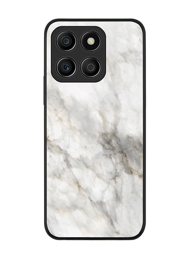 Stylizedd Rugged Black Edge Case for Honor X8b, Slim fit Soft Case Flexible Rubber Edges Anti Drop TPU Gel Thin Cover -  Marble Print Beige Grey - Image 1