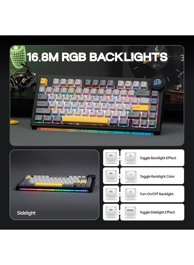 A-jazz AK820 V2 8K gaming keyboard, featuring a screen display, wireless mechanical keyboard with RGB backlight, compact mechanical keyboard design, and an ultra-long battery life of 10,000 mAh. It supports three connection modes (2.4 GHz/Bluetooth/wired) and hot-swappable switches - Image 5