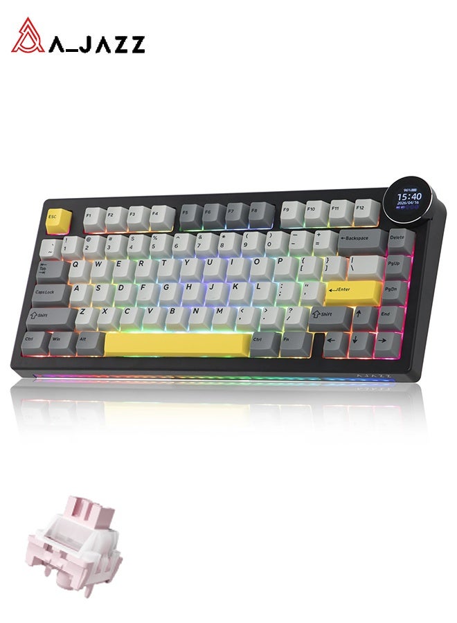 A-jazz AK820 V2 8K gaming keyboard, featuring a screen display, wireless mechanical keyboard with RGB backlight, compact mechanical keyboard design, and an ultra-long battery life of 10,000 mAh. It supports three connection modes (2.4 GHz/Bluetooth/wired) and hot-swappable switches - Image 1