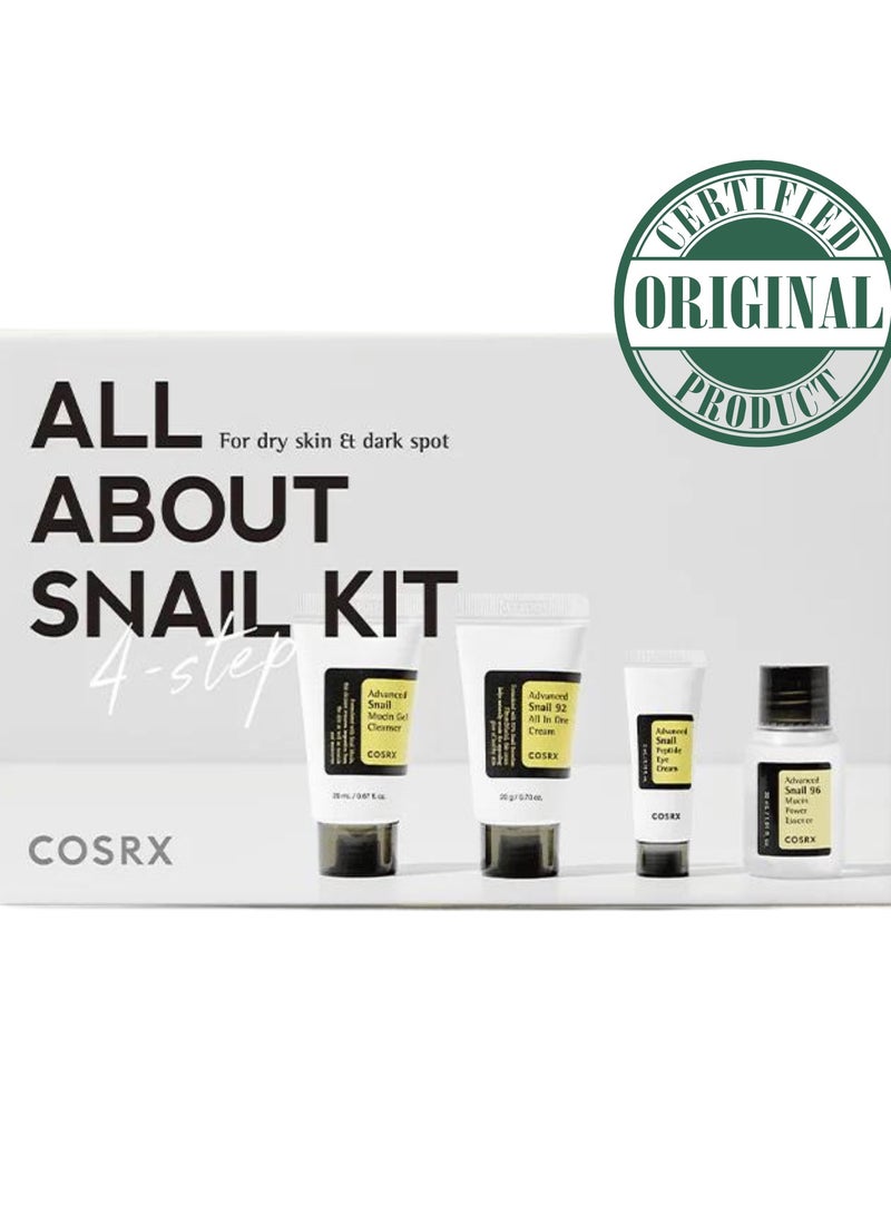 COSRX All About Snail Kit 4-Step Beloved Skincare Essentials Infused With Snail Mucin For Perfectly Repairing, Moisturizing, And Soothing Skin 75ml - Image 1