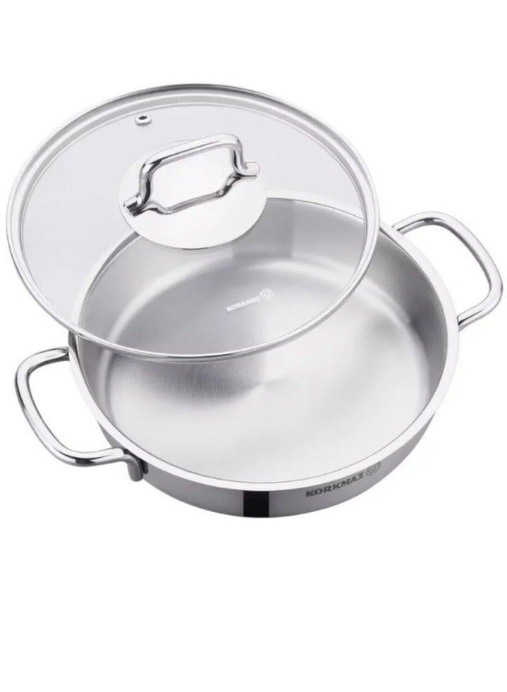 Korkmaz Korkmaz Perla Turkish Steel Omelette Set 18/10 with Transparent Lid, 6 Pieces - Image 3