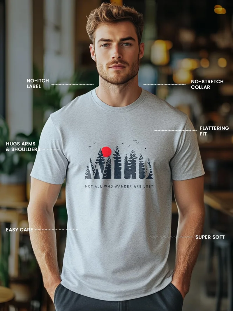 NOBERO  Men's Grey Cotton Regular Fit T-Shirt for Men | Best Price UAE