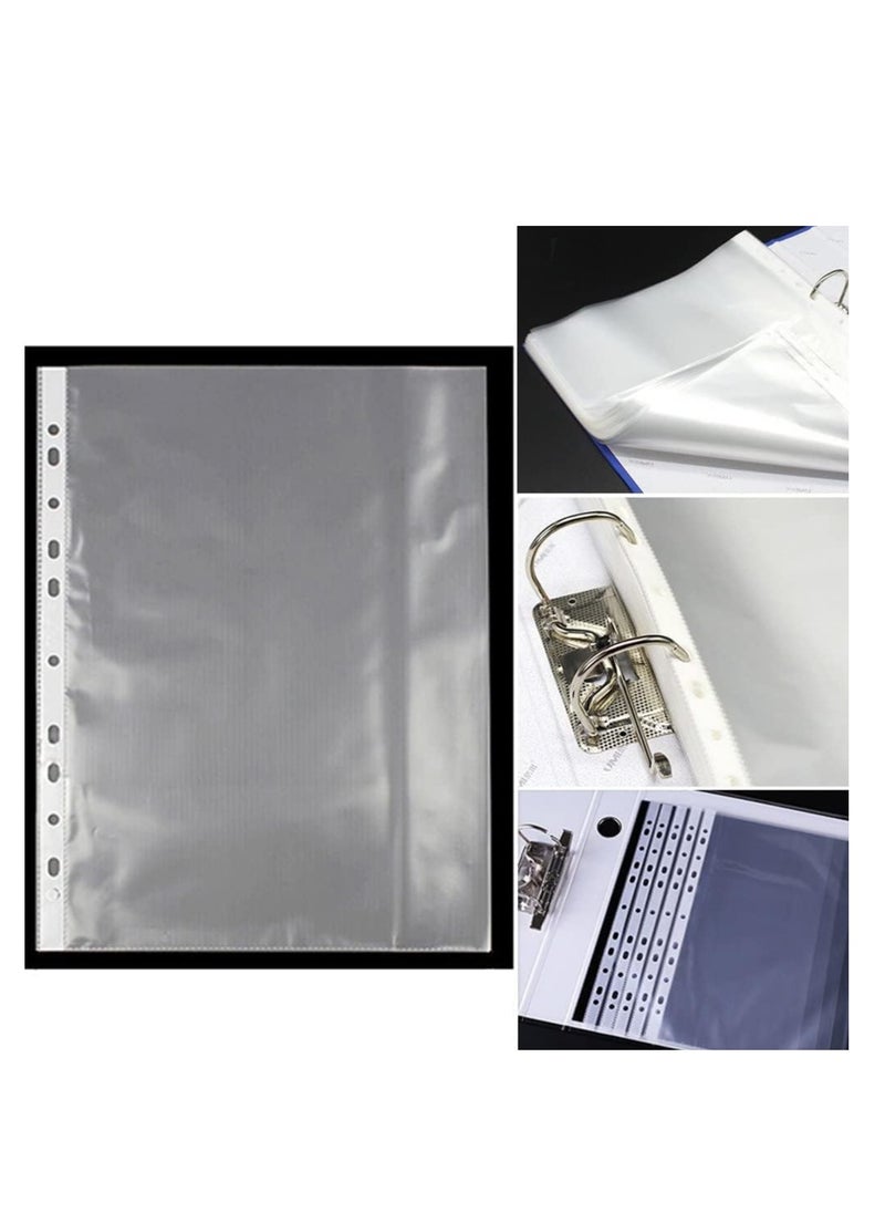 Terabyte - A4 Transparent file 100 Pcs Clear Plastic Folder Punched Pockets for Filing Paper & Documents (60 mic) - Image 1