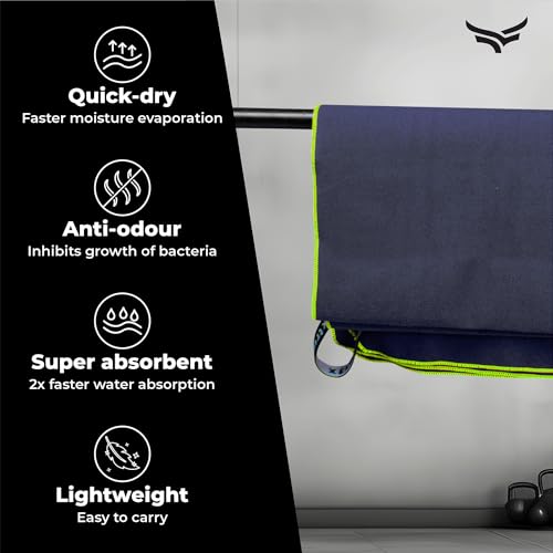 XTRIM Microfibre Towel (Medium), Towel for Bath, Towel for Gym, Spa, Swimming, Fabric, Quick-Dry, Extra Absorbent, Lightweight, Lint-Free, Reusable, Odour-Resistant (Navy Blue) - Image 4