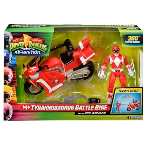 Playmates Mighty Morphin Power Rangers Tyrannosaurus Battle Bike with Red Ranger - Image 1