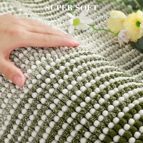 BSICPRO Bathroom Rugs and Mats Sets, 2 Piece Thick Absorbent Chenille Bath Mat Rug Set Non Slip, Soft Shaggy Bath Room Floor Mats for Bathroom, Machine Washable (Sage, 20" x 32" Plus 16" x 24") - Image 2