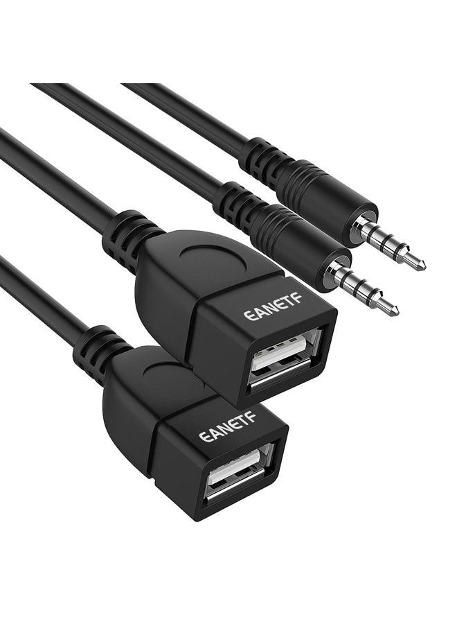 Eanetf USB to Aux Audio Adapter, 3.5mm Male to USB Female Adapter for Playing Music with U-Disk in Your Car,orked only When Your CAR 3.5mm AUX Port Must has Audio decoding Function - 2 Pack - Image 1