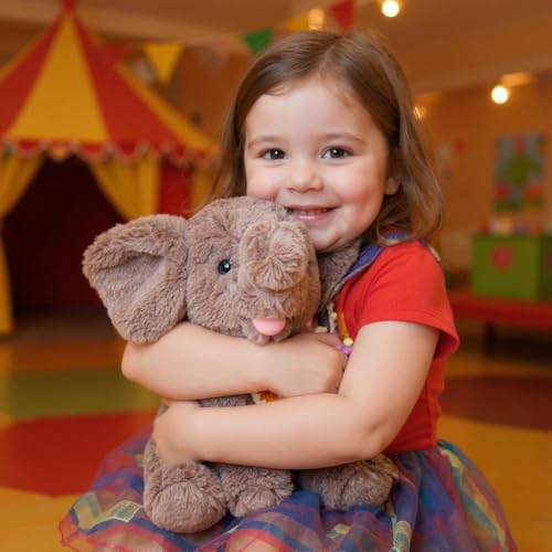Hopearl Adorable Plush Calf Elephant Toy with Colorful Knitted Bib Floppy Elephish Ultra Xmas Soft Stuffed Animal for Boys Girls Kids Toddlers Gray 9 - Image 5