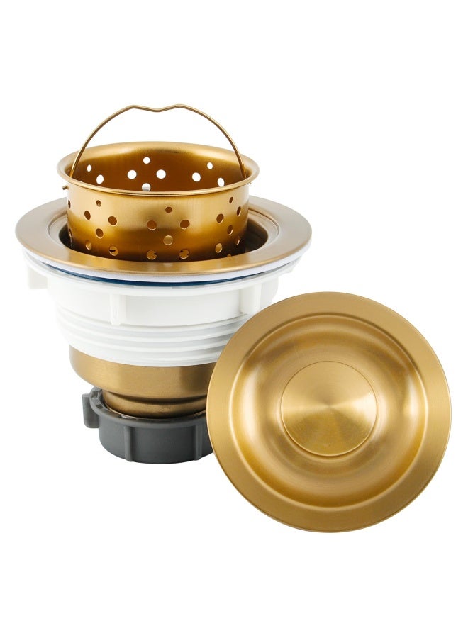 Kitchen Sink Drain Strainer Assembly Sink Drain 304 Stainless Steel With Removable Deep Waste Basket And Sealing Lid 3-1 2-Inch Golden  - Image 5