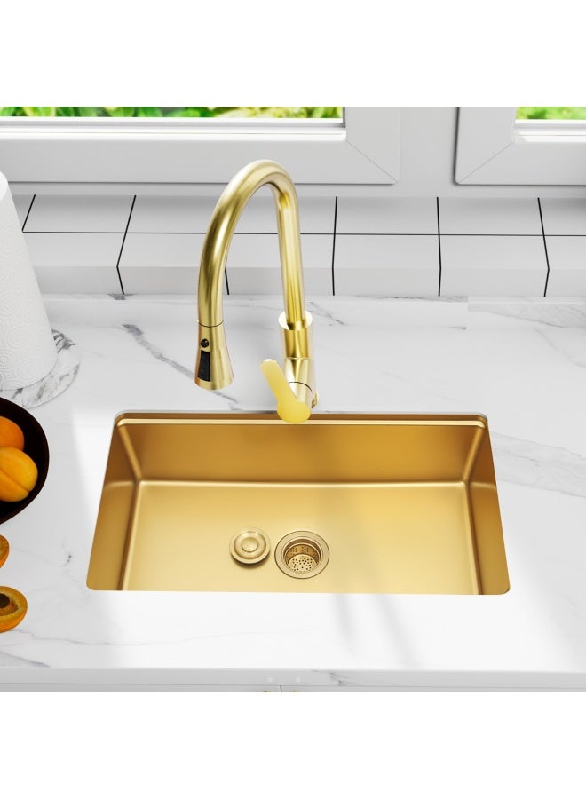 Kitchen Sink Drain Strainer Assembly Sink Drain 304 Stainless Steel With Removable Deep Waste Basket And Sealing Lid 3-1 2-Inch Golden  - Image 3
