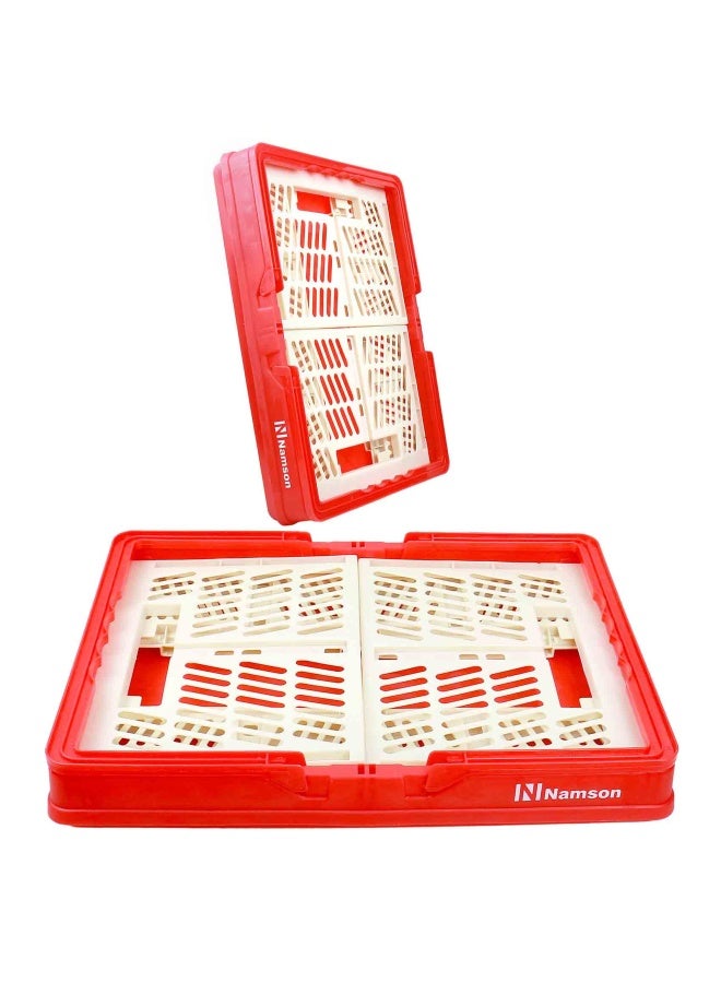 NAMSON Folding Basket With Lid And Handle For Shopping - Storage - Vegetable And Fruit Basket 41X35X25 Cm | Shopping Cart| Basket | Trolley | Tool Box Na-Fb16 - Image 3