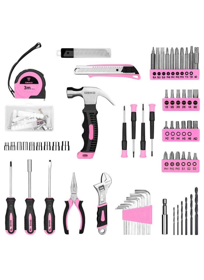 DEKOPRO DEKOPRO Drill Set: Tool Set with 8V Pink Cordless Drill, Home Tool Kit with Drill, Hand Tool Kits for Women 126 Piece  - Image 3