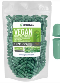 XPRS Nutra Size 00 Empty Capsules - 500 Count Empty Vegan Capsules - Vegetarian Empty Pill Capsules- DIY Vegetable Capsule Filling- Veggie Pill Capsules Empty Caps (Sage Green)  - Image 1