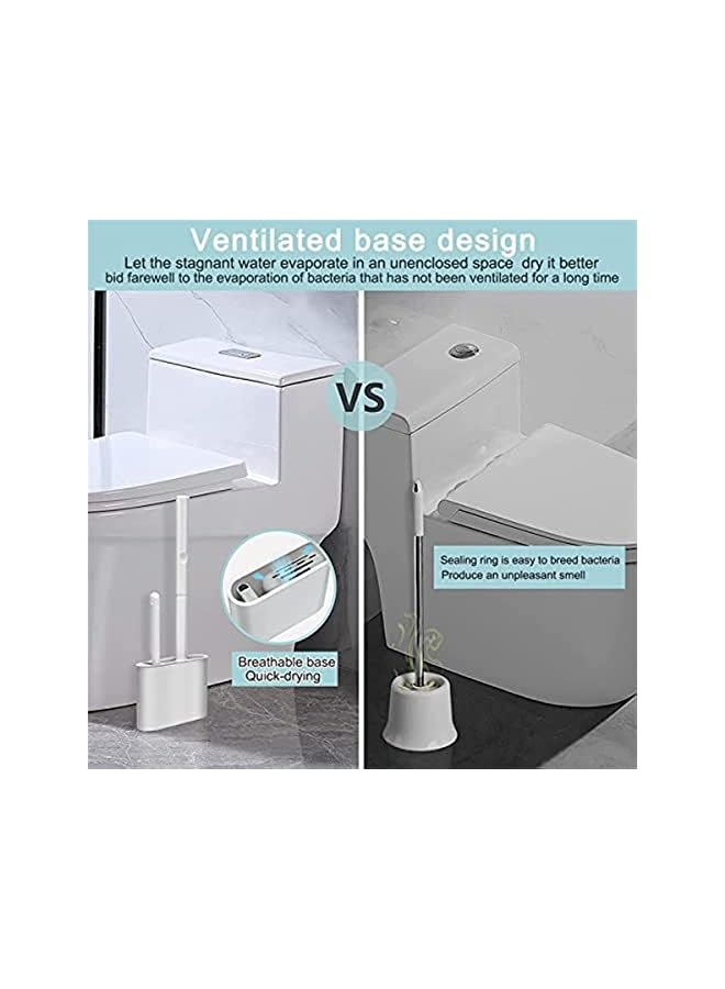 promass Wall Hanging Soft TPR Toilet Brush with Holder Set Silicone Bristles Detachable Handle Bathroom Cleaner Durable WC Accessories (dark grey) - Image 4