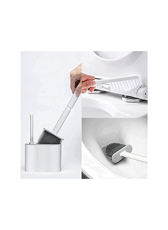 promass Wall Hanging Soft TPR Toilet Brush with Holder Set Silicone Bristles Detachable Handle Bathroom Cleaner Durable WC Accessories (dark grey) - Image 2