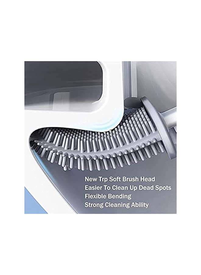 promass Wall Hanging Soft TPR Toilet Brush with Holder Set Silicone Bristles Detachable Handle Bathroom Cleaner Durable WC Accessories (dark grey) - Image 5