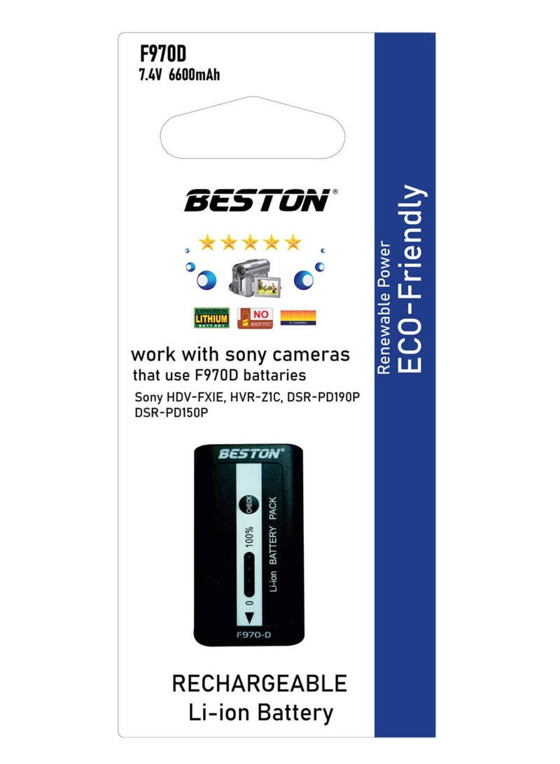 BESTON Beston BST-NP-F970D Camera Battery (6600mAh, 7.4V) - Image 1