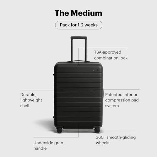 Away Medium Checked Luggage, Lightweight Hard Shell Suitcase with Spinner Wheels, Durable Rolling Luggage, TSA Lock, 26 Inch, Jet Black - Image 2
