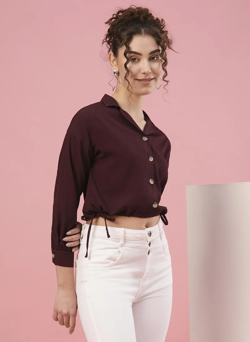 جلو باص بلوزة نسائية بياقة قميص من جلوبس