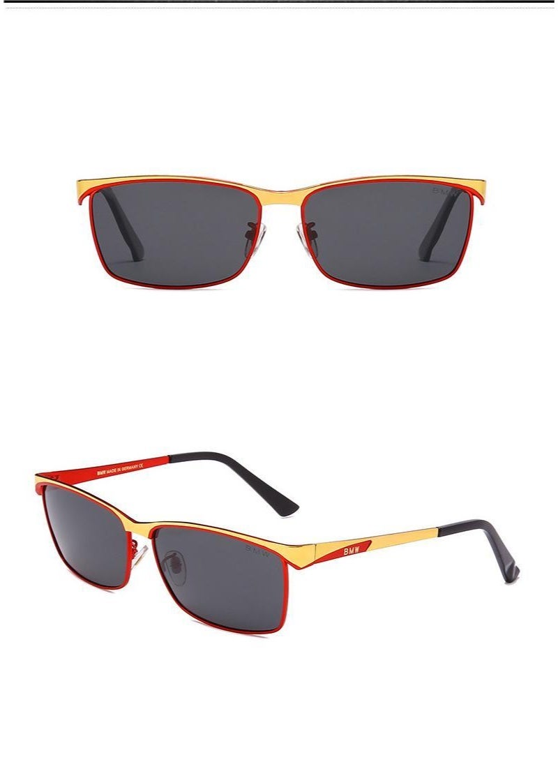 BMW Classic Fshion Men's Sun Polarized Glasses Essential for Driving Outdoors Red Frame Black Gray - Image 3