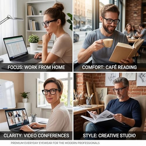 COASION Classic Non-prescription Clear Lens Eyeglasses for Women Thick Square Frame Eyewear (Bright Black) - Image 4