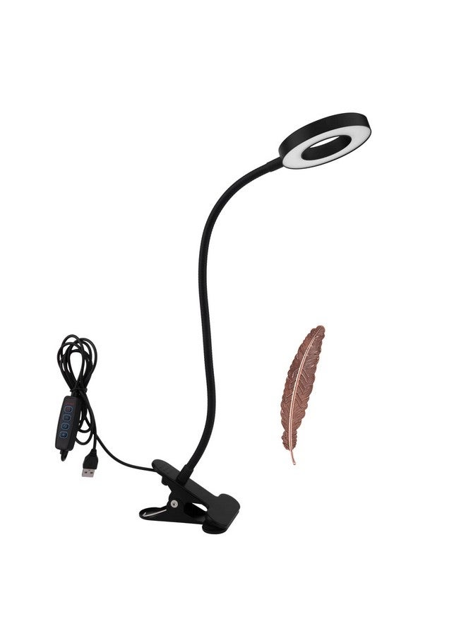 EMVANV EMVANV LED Clip On Light Reading Light, 10 Dimmable Brightness Gooseneck Clamp Desk Ring Light with Metal Bookmark for Reading Makeup Bedside (Size:Lamp+Bookmark)  - Image 1