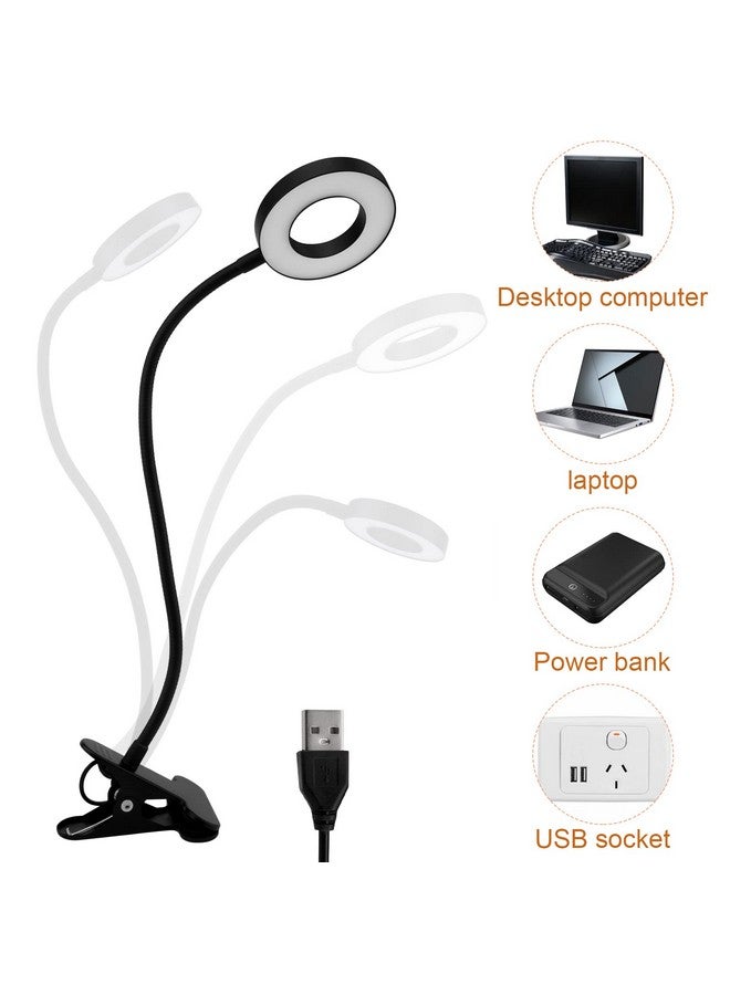 EMVANV EMVANV LED Clip On Light Reading Light, 10 Dimmable Brightness Gooseneck Clamp Desk Ring Light with Metal Bookmark for Reading Makeup Bedside (Size:Lamp+Bookmark)  - Image 3
