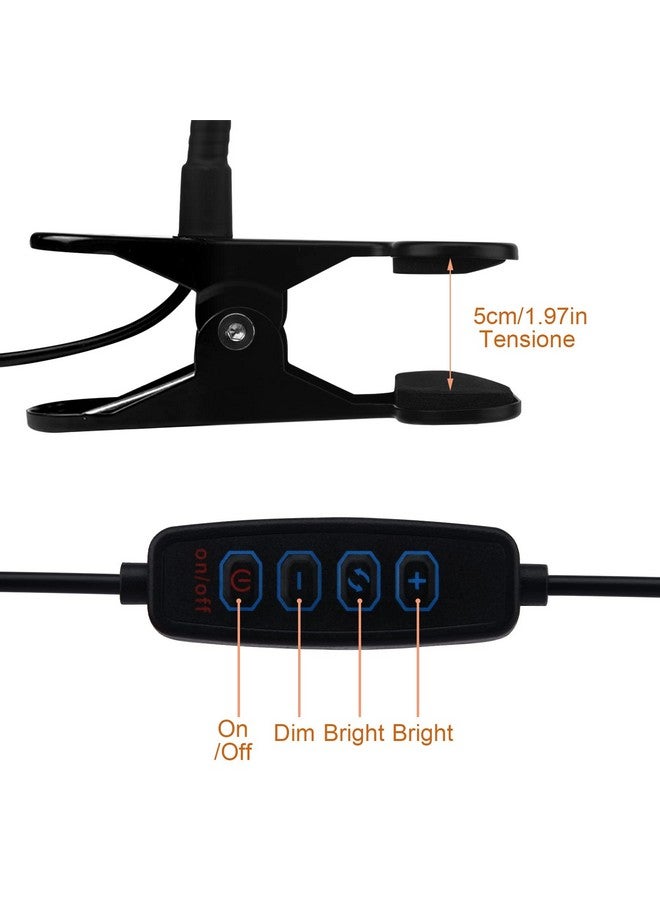 EMVANV EMVANV LED Clip On Light Reading Light, 10 Dimmable Brightness Gooseneck Clamp Desk Ring Light with Metal Bookmark for Reading Makeup Bedside (Size:Lamp+Bookmark)  - Image 4