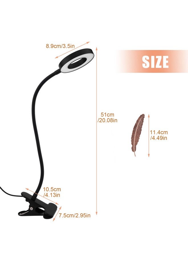 EMVANV EMVANV LED Clip On Light Reading Light, 10 Dimmable Brightness Gooseneck Clamp Desk Ring Light with Metal Bookmark for Reading Makeup Bedside (Size:Lamp+Bookmark)  - Image 5