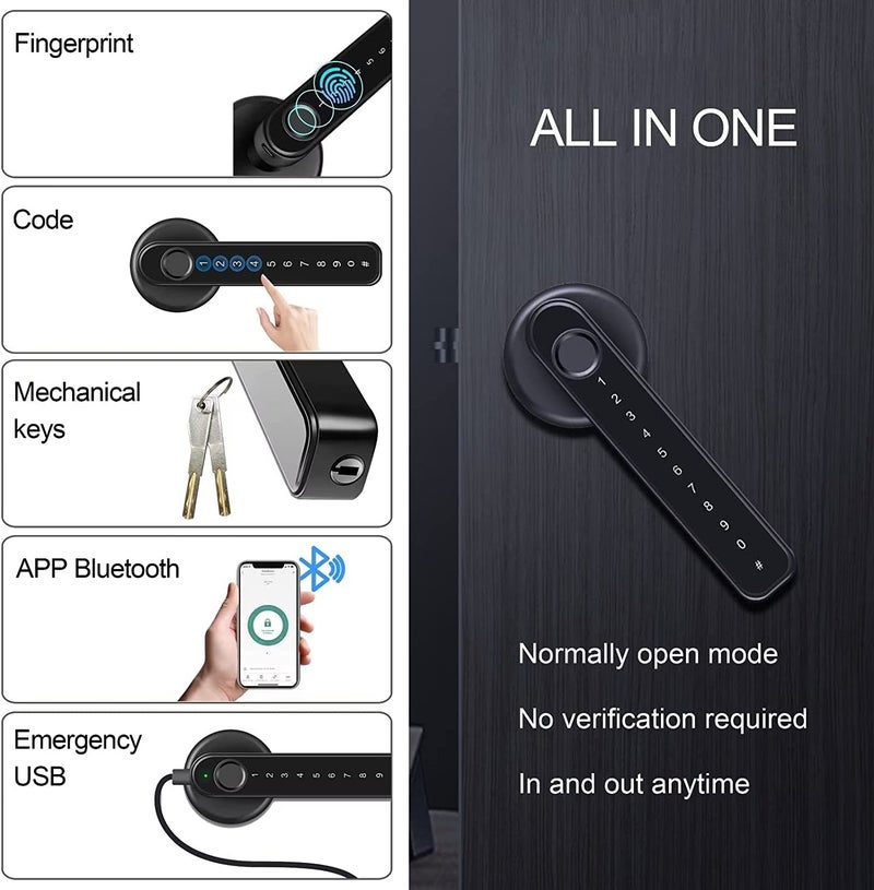 Escozor Escozor Metal Mfk02 Smart Digital Keyless Door Lock For BedroomOffice Unlock Using FingerprintPasswordMechanical KeysBluetooth Mobile App  - Image 2