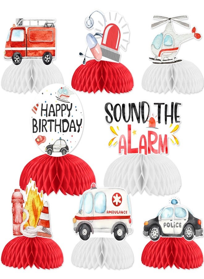 Blisstock Emergency Vehicle Birthday Honeycomb Centerpieces for Boys - Image 1