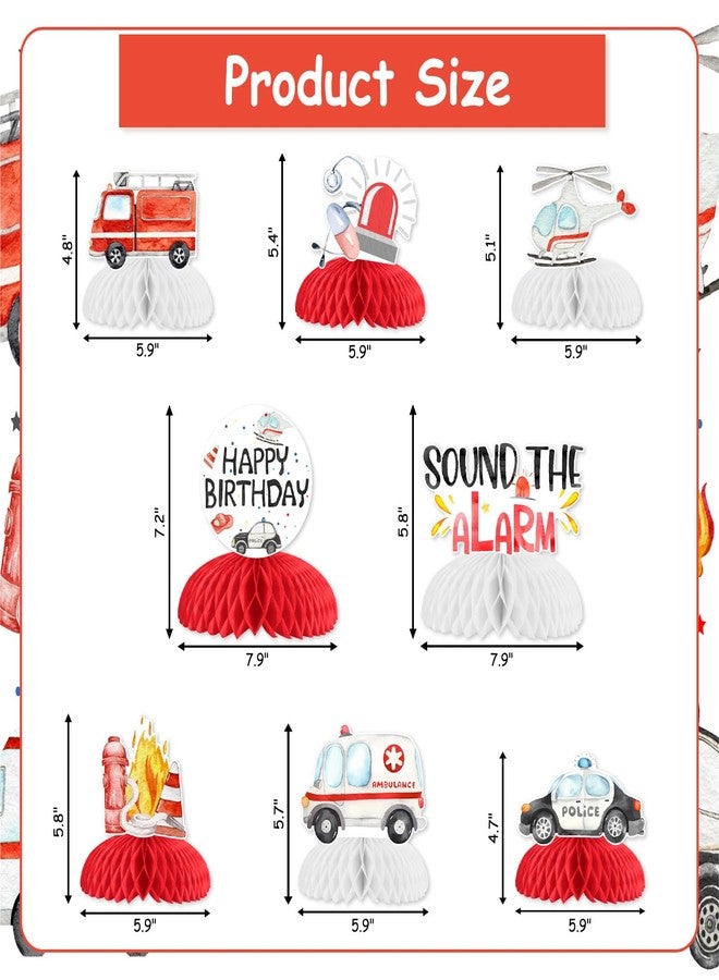 Blisstock Emergency Vehicle Birthday Honeycomb Centerpieces for Boys - Image 5