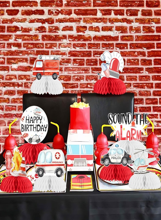 Blisstock Emergency Vehicle Birthday Honeycomb Centerpieces for Boys - Image 3