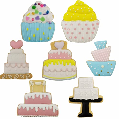 Comais Cake Shaped Cookie Cutters Set of 7 pcs, Stainless Steel Cupcake/Birthday Cake/Wedding Cake Series Fondant Cutter Molds Baking DIY - Image 5
