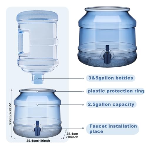 GlikCeil 5 Gallon Water Jug Dispenser Base with Spout for 3 to 5 Gallon Bottle Plastic Water Jug Holder Containers for Stand or CountertopBlue - Image 3