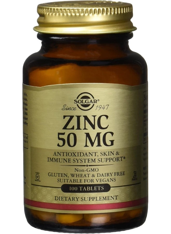 Solgar Zinc 50mg, 100 Tablets Packaging May Vary - Image 1